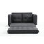 Lit futon à 3 volets, canapé-lit convertible gris foncé, peu encombrant, sac de rangement latéral en tissu de velours gris pour le salon-1414841985
