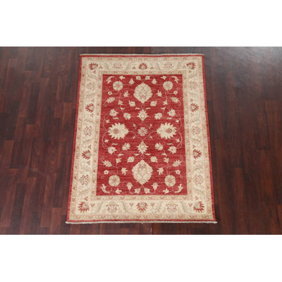 Tapis oriental à motif de légumes Chobi Peshawar noué à la main 4 x 5