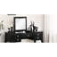 Tabouret de coiffeuse classique classique 1 pièce, noir, tiroir, contreplaqué, mobilier de chambre noir et miroir ouvert, contreplaqué, style contemporain