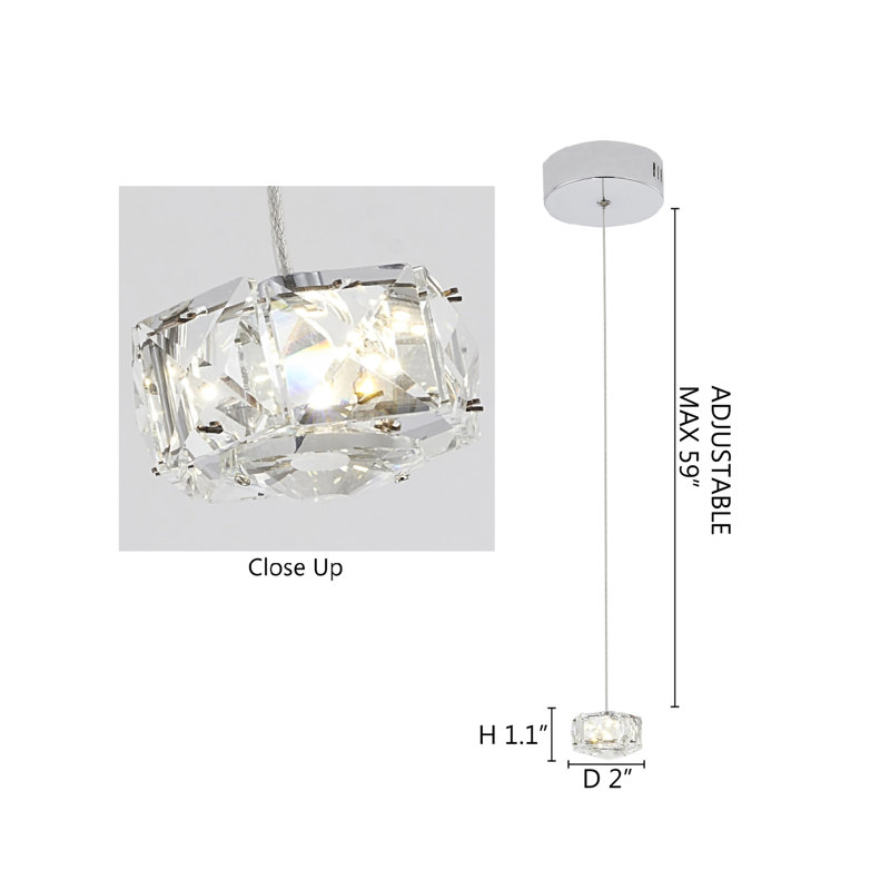 Luminaire suspendu en cristal 1 lumière Tregre