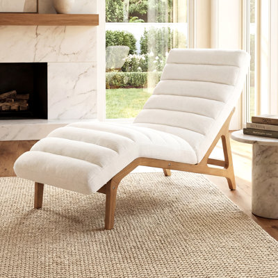 Modern Upholstered Chaise Lounge with Solid Wood Frame for Bedroom or Living Room