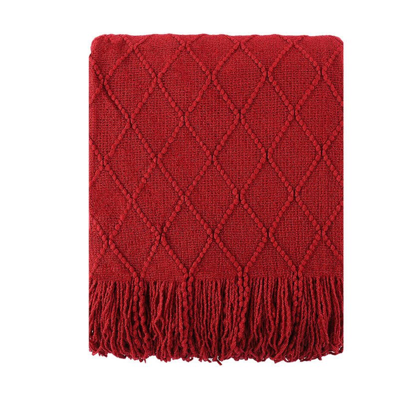 Jeté pour canapé, jeté uni pour la décoration intérieure, jeté en tricot pour lit, 50 po x 60 po, Rouge