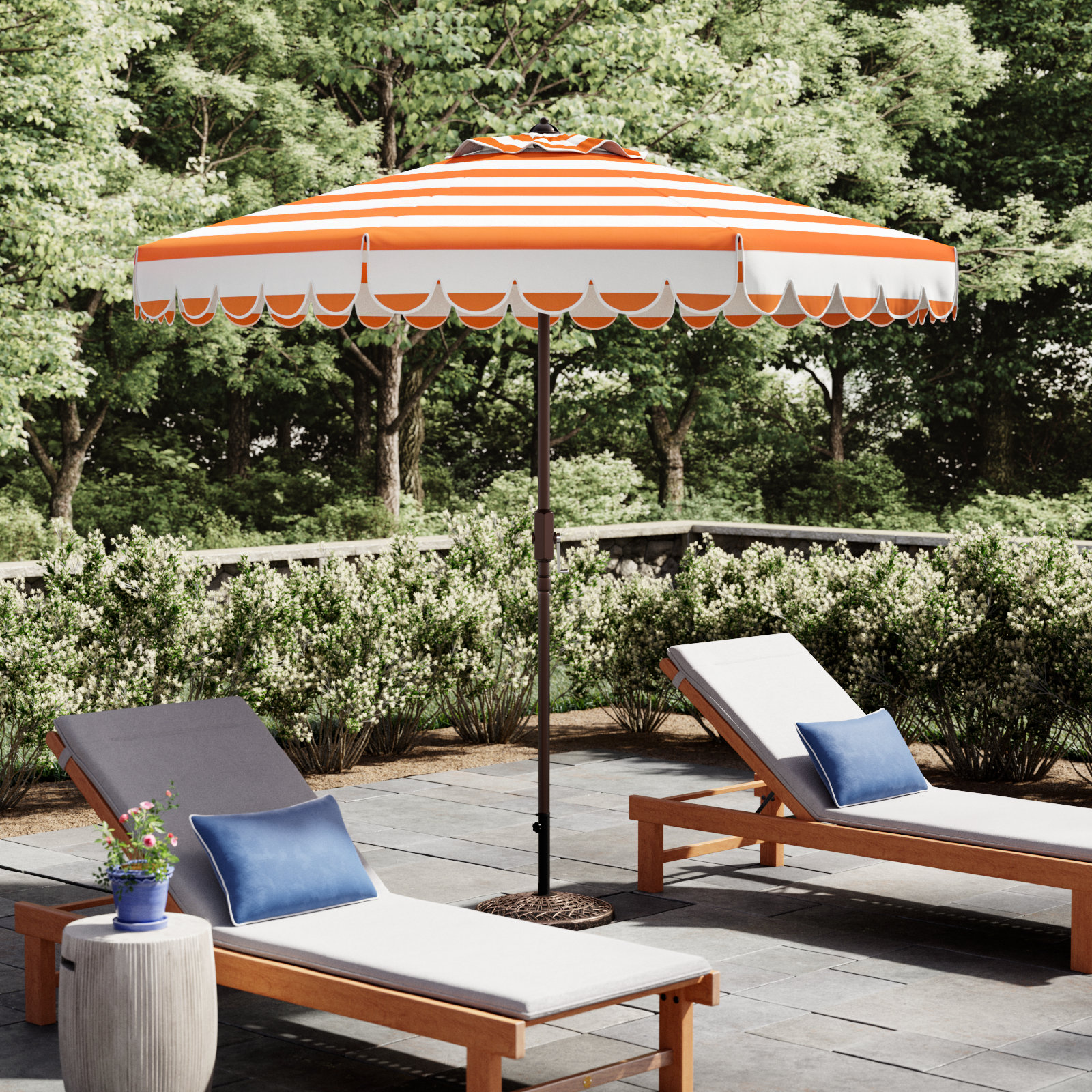 Natalee 8.4' Market Umbrella, Orange/White