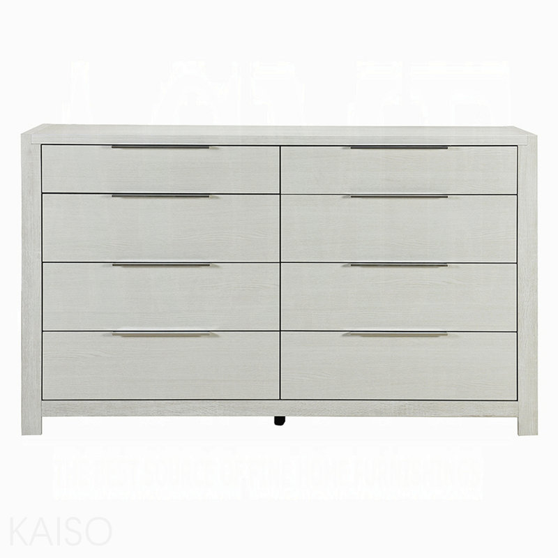 Commode 1 pièce moderne avec finition beige et mobilier de chambre à coucher avec 8 tiroirs de rangement