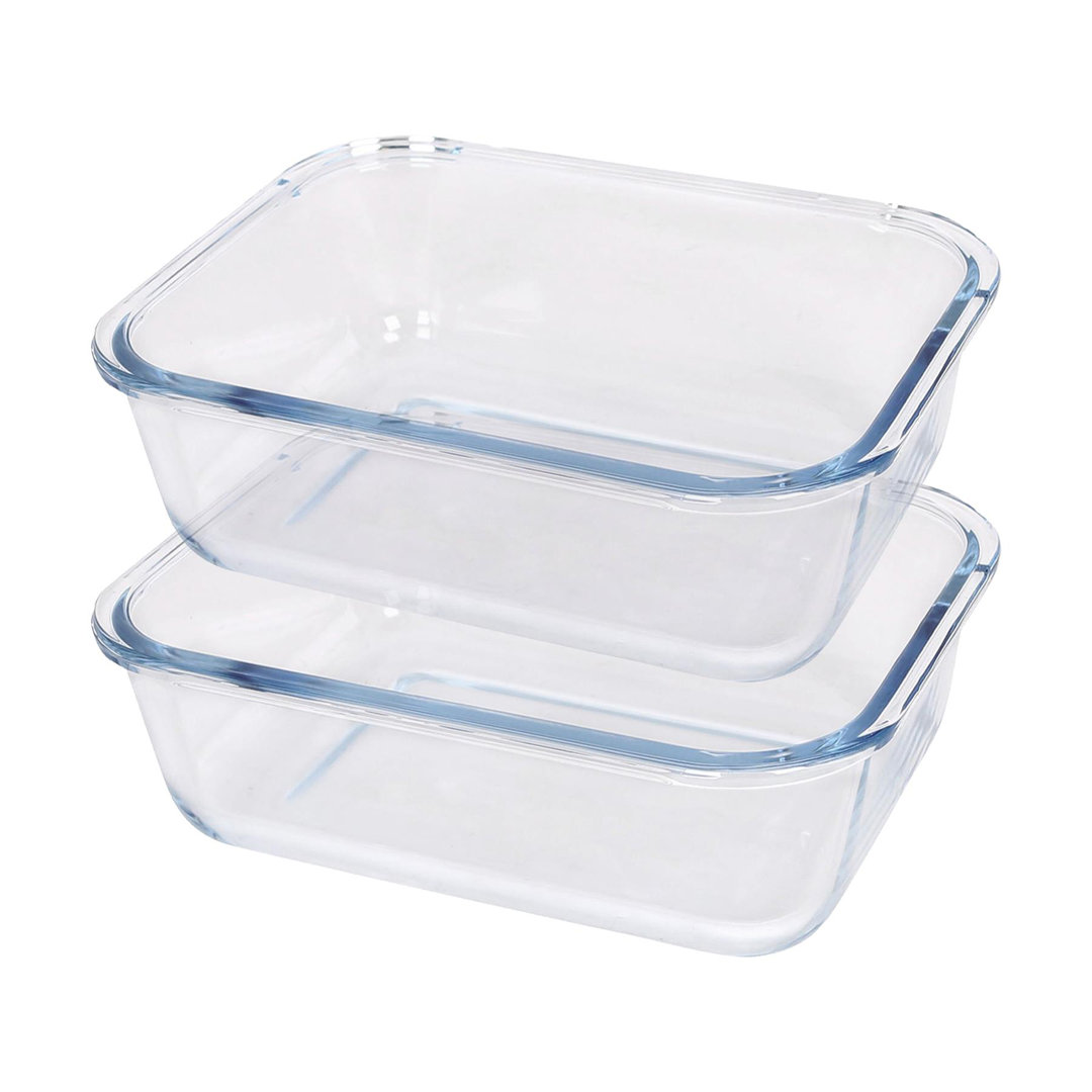 Argon Tableware Rectangle Glass Stainless Steel 2 Piece Ramekin Baker Bakeware Set