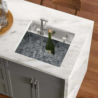 21"L x 19"W Undermount Kitchen Bar Sink 16G Stainless Steel Workstation Kitchen Sink with Folding Kitchen Faucet,Cutting Board