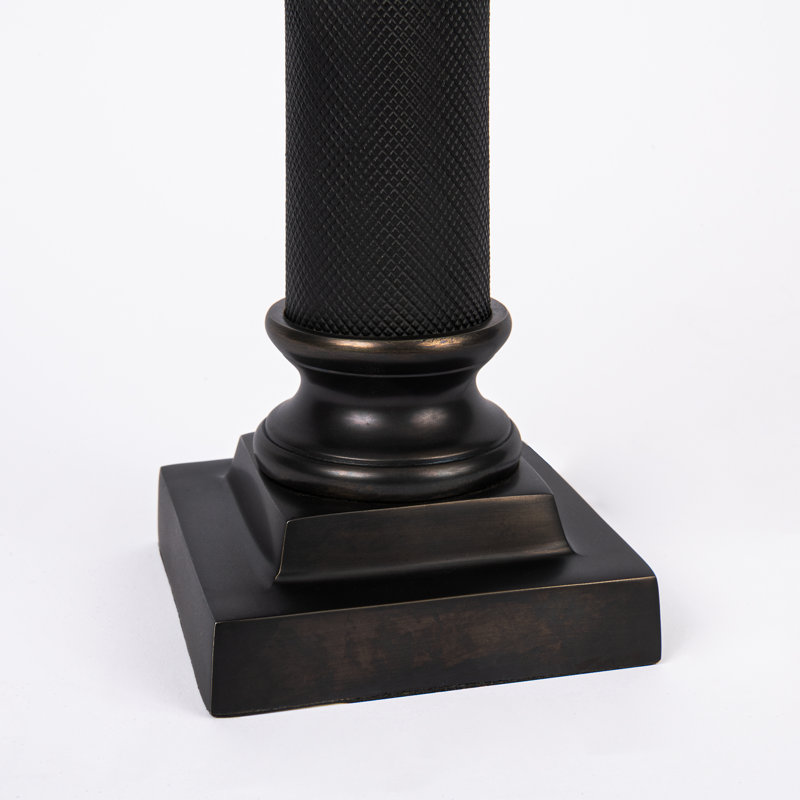 Textured Black Metal Candlestick Table Lamp (Set Of 2)