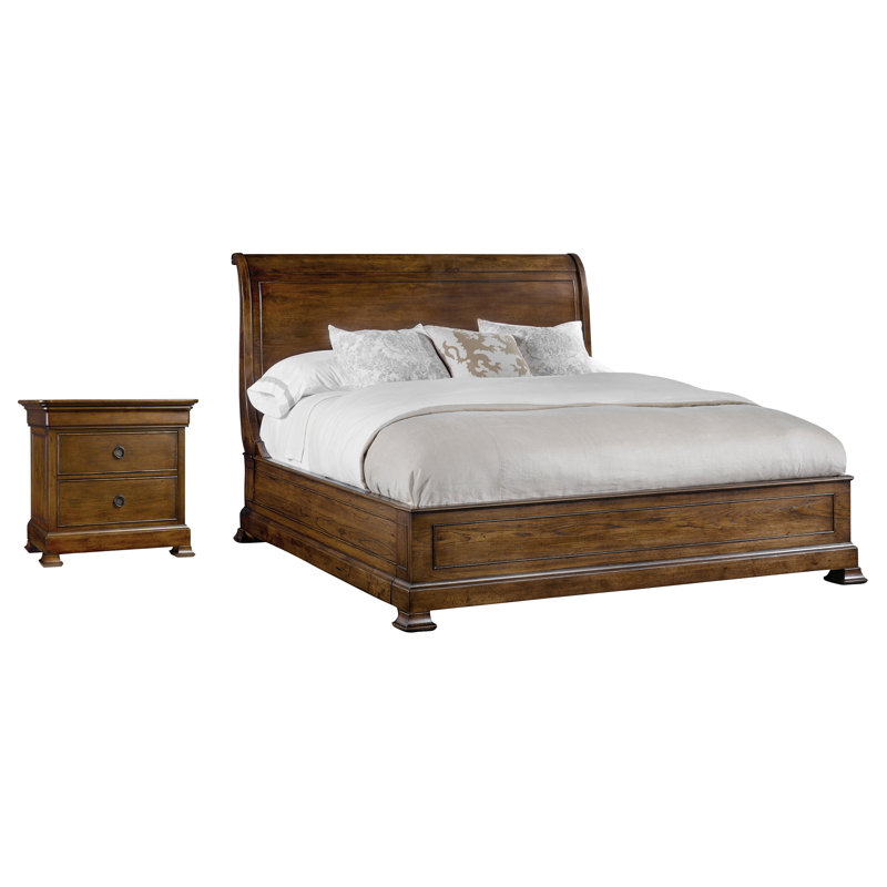 Archivist Sleigh Bed with Low Footboard, Queen, Soft Casual Pecan