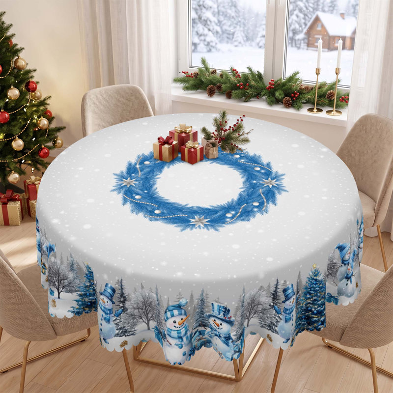 Nappe bleue en polyester lavable Père Noël