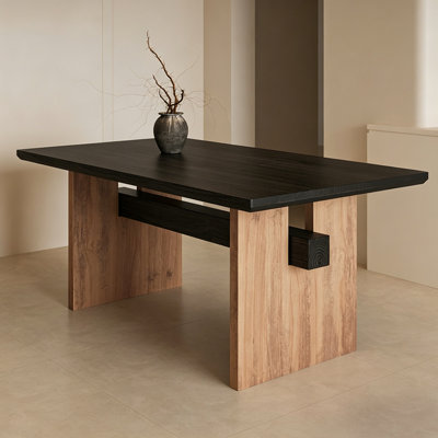 78.74"Mid-Century Modern Rectangular Solid Wood Dining Table