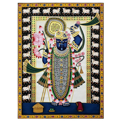 Dieu Shrinathji debout | Art Pichwai | Aquarelle sur coton