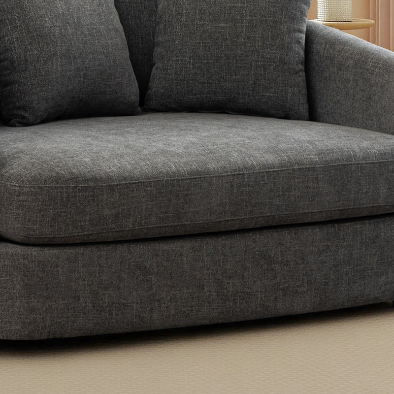 56.3" W Oversized Slipcovered Barrel Chair,Chenille Sofa Chair With 5 Pillows, Gray