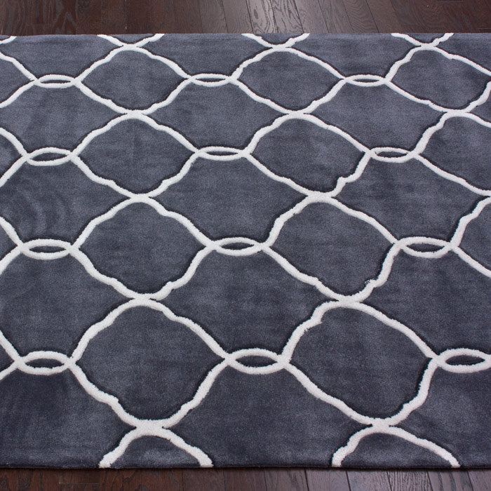 Tapis ardoise / ivoire touffeté à la main Cassiopeia, 8 pi 3 po x 11 pi