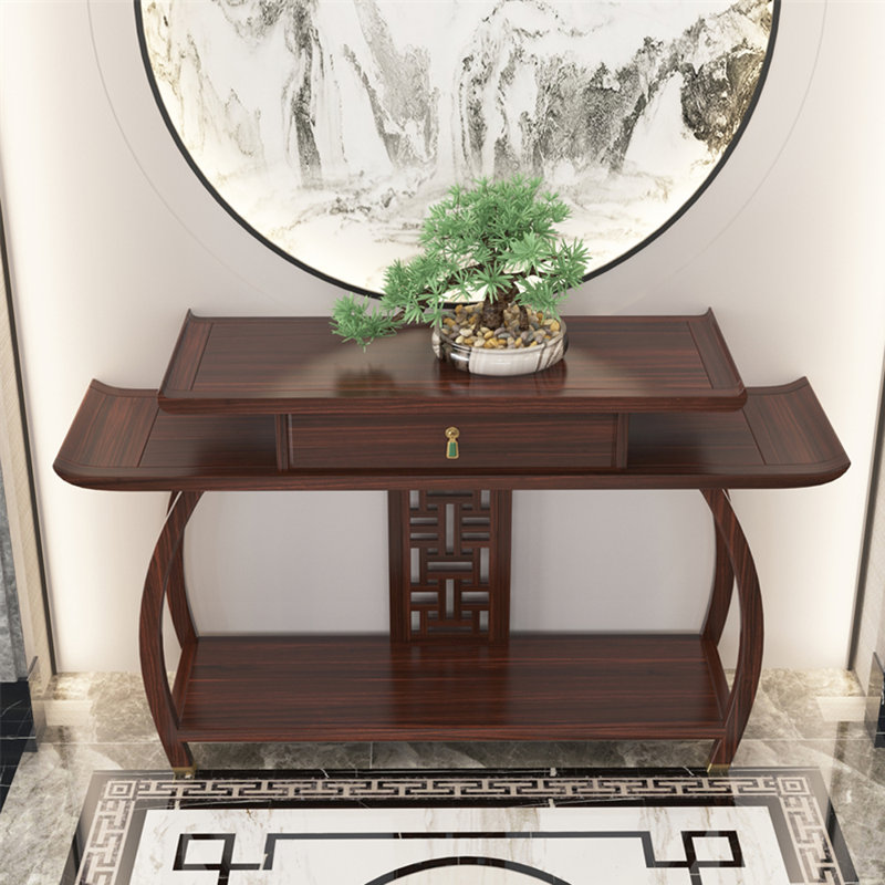 Nouvelle console en bois de wengé massif de style chinois, H 39,4 po x l 63 po x P 15,7 po
