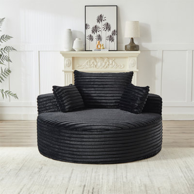 Chaise pivotante en mousse de velours côtelé de 55 po L
