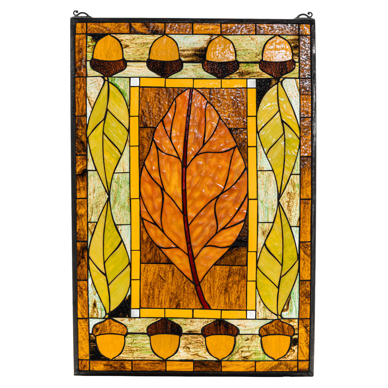 Lodge Tiffany Harvest Festival Stained Glass Window