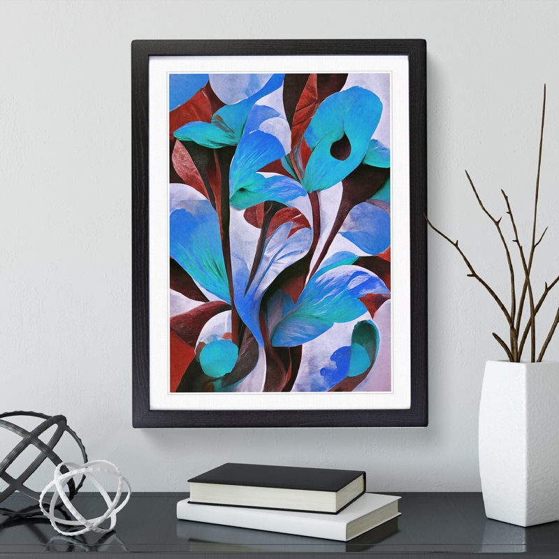 Modern Abstract Floral No.5 - Framed Print, 64cm H x 46cm W x 2cm D, Black