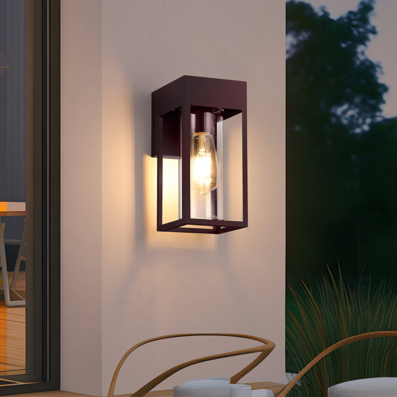Modern Outdoor Wall Light -  Waterproof Outdoor Sconce With Clear Glass , Crimson