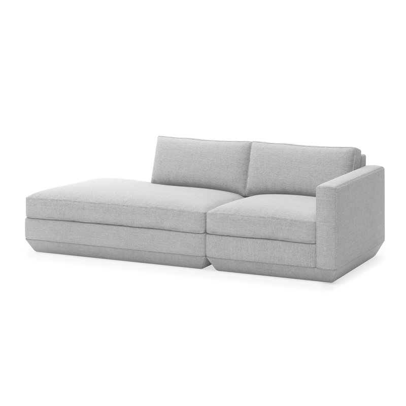 Podium Modular 2 PC Lounge Sofa, Left Hand Facing, Bayview Silver Performance Twill