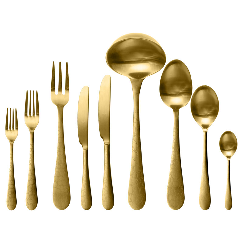 Coccodrillo Flatware Set - 39 Pieces - Ice Gold, Ice Gold