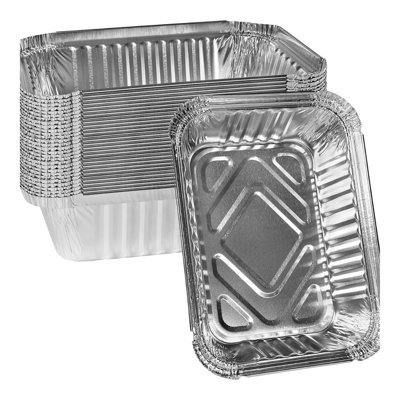 Ecoquality 500-Pack 1.5 Lb Shallow Oblong Aluminum Take-Out Baking Pans For Roasting, Reheating And Catering (300)