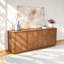 Buffet en chêne massif 84 "avec portes surélevées Hearth, armoire de rangement moderne brun-135824123