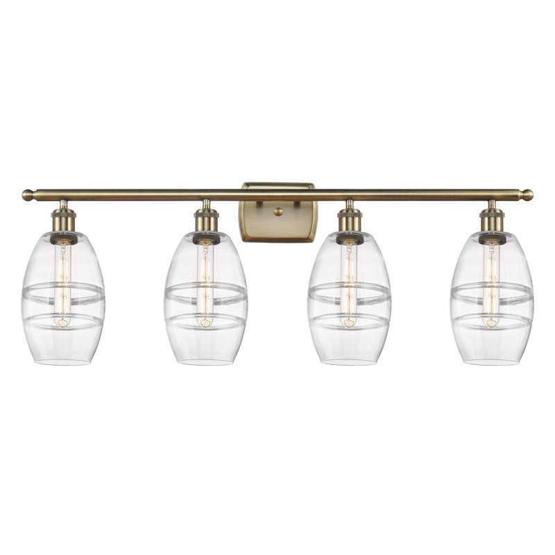 Éclairage pour meuble-lavabo 4 lumières 36 po Ballston - Dundrod, Transparent, Laiton antique