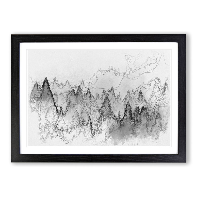 The Misty Forest - Picture Frame Graphic Art, 27cm H x 36cm W x 2cm D, Black Framed
