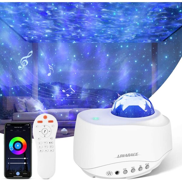 Liwarace 2-in-1 Star Projector and Sound Machine, Htwon Night Light for Kids Adult Bedroom with 8 White Noise, 8 Soothing Music, Bluetooth Speaker, St