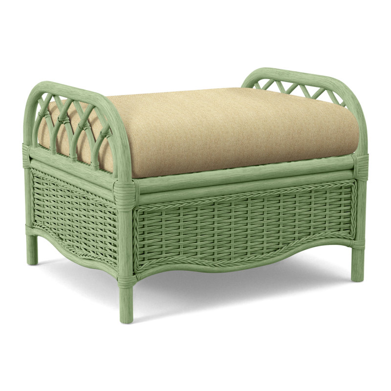Everglade Ottoman, Green and Blue Stripe; 0252-54, Celery
