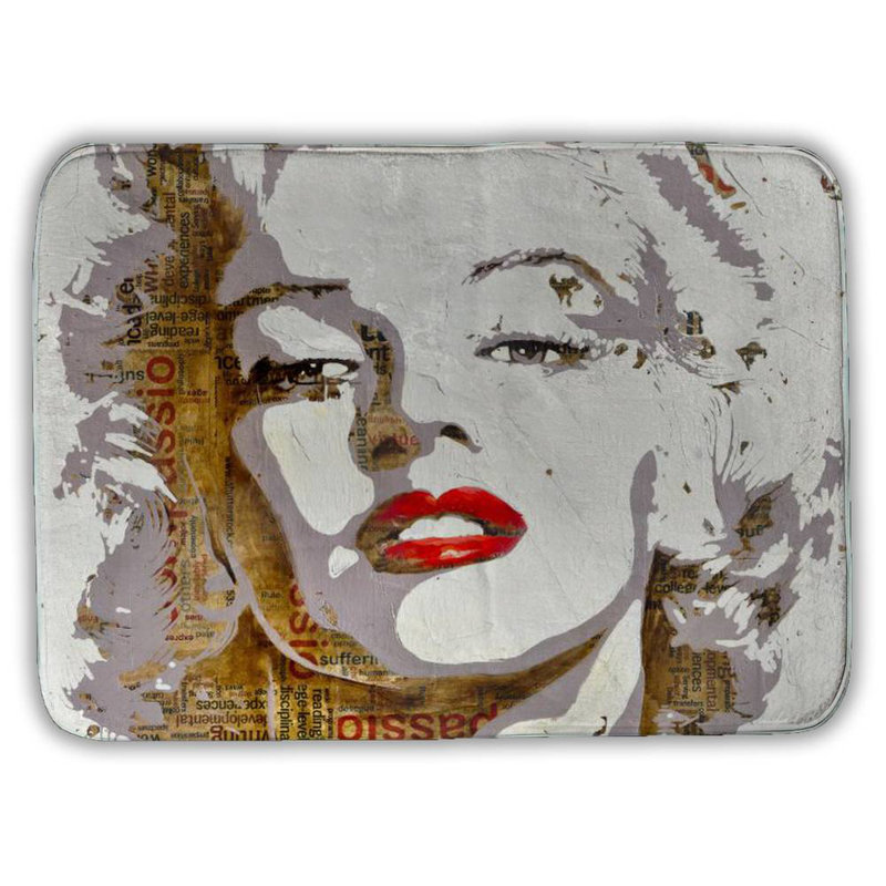 Marilyn monroe with typography Bath Mat with Non-Slip Backing - Quick Dry Memory Foam Bathroom Rug - Absorbent - Modern Plush Spa-Style - Machine Washable
