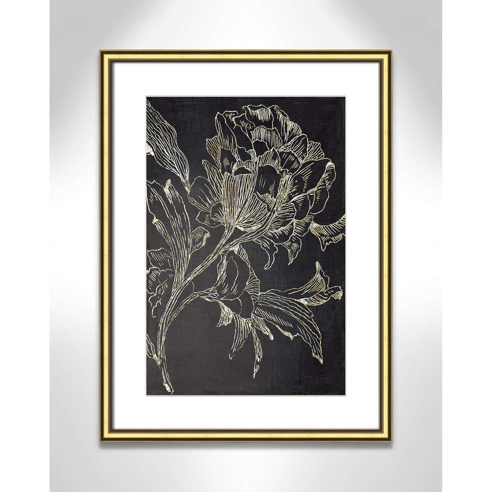 Golden Flower Folklore I by Asia Jensen - Picture Frame Graphic Art Print, Gold Framed, 24.25" H x 18.25" W