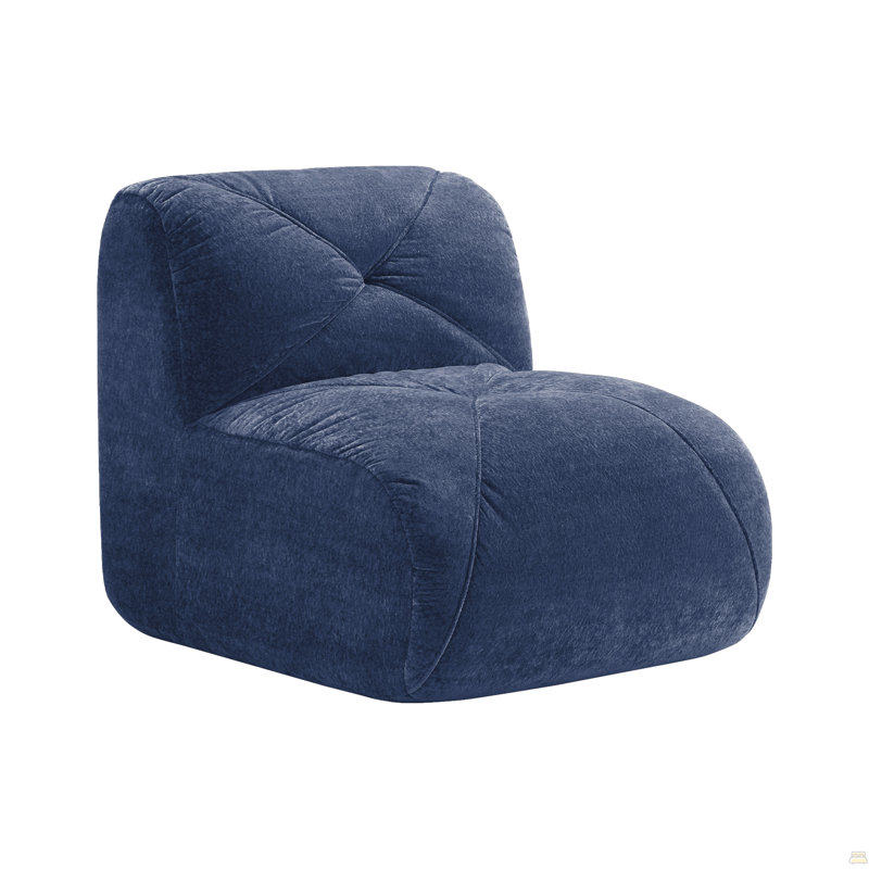 Canapé sans accoudoirs en velours - bleu, Bleu