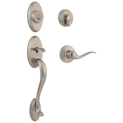Satin Nickel Single Cylinder Handleset with Tustin Lever
