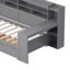 Lit de jour simple en bois gris avec structure de rangement, deux tiroirs et un bureau d'étude pour améliorer l'utilisation de l'espace dans la chambre à coucher-788924203