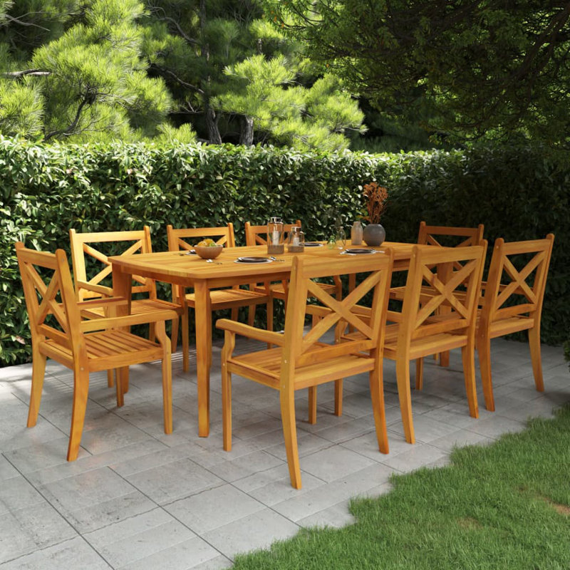Winthrop 8 - Person Acacia Patio Dining Set with Rectangular Table