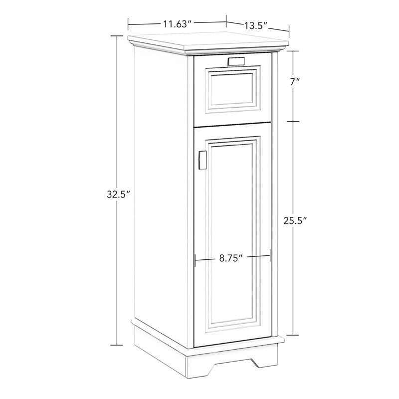 RiverRidge Single Door Narrow Entryway Storage Cabinet with Drawer and Adjustable Shelf - White
