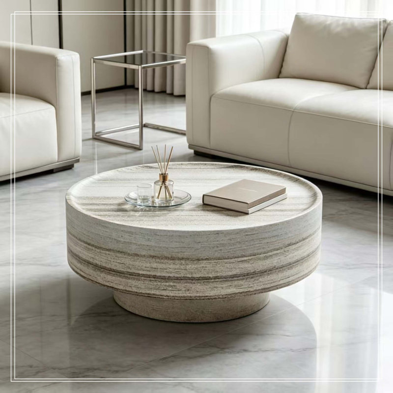 Table basse ronde de 31,5 po idéale pour le salon en famille et les moments d'après-midi douillets