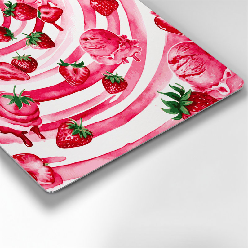 Desserts, crème glacée à la fraise, art mural en métal beige, H 12 po x l 12 po