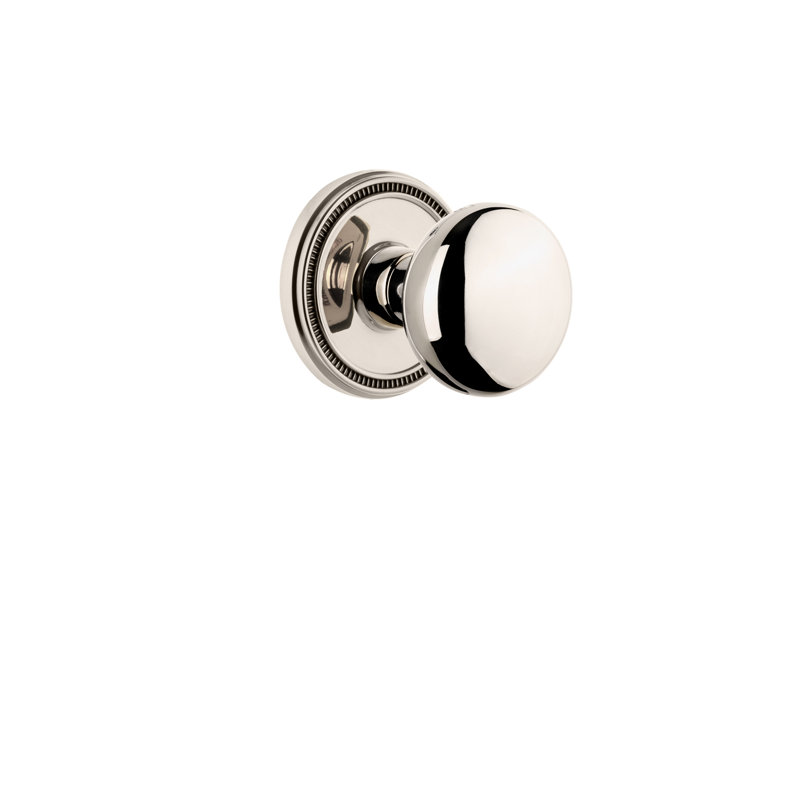 Rosace simple avec bouton de porte Fifth Avenue Grandeur Soleil, Nickel poli