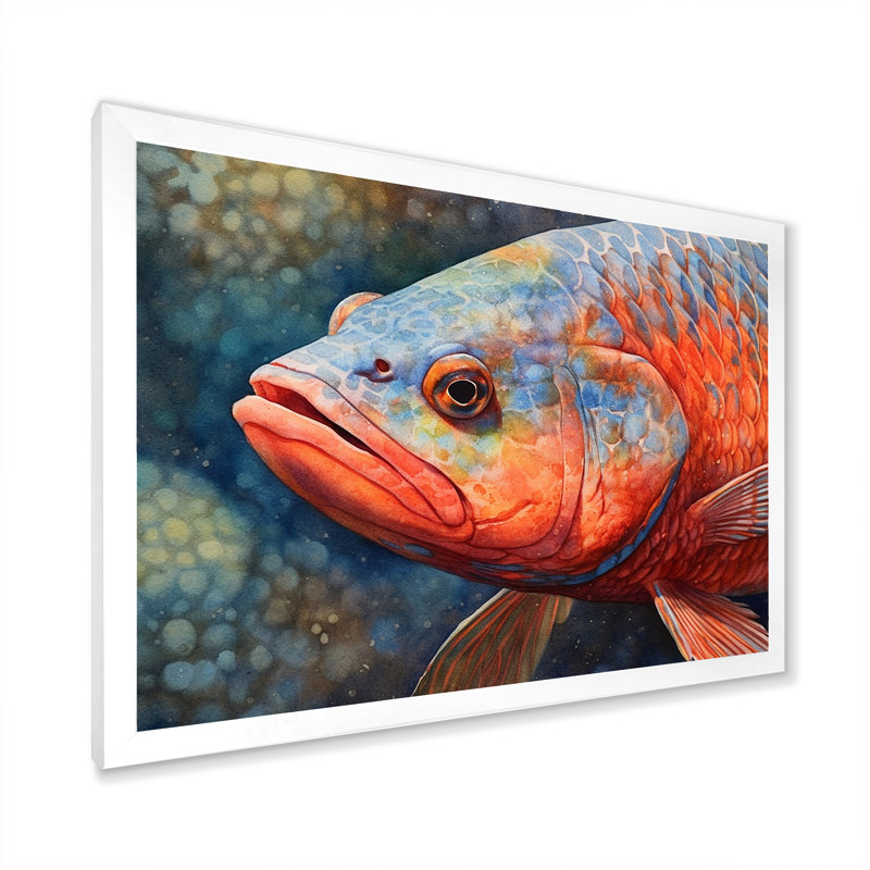 " Underwater Fish Fantasy I ", 24" H x 32" W x 0.5" D, White Single Picture Framed