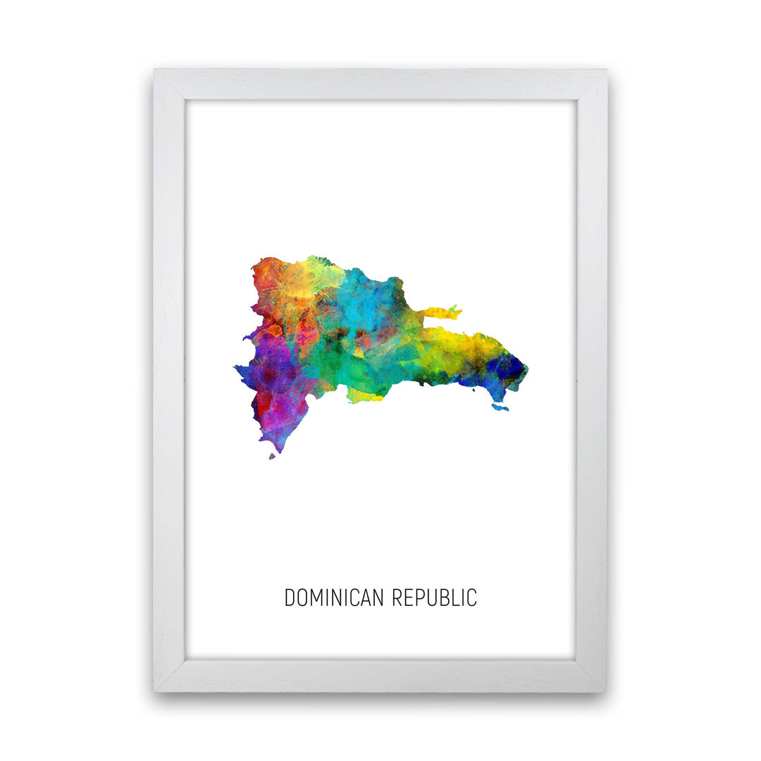 Dominican Republic Watercolour Map by Michael Tompsett - Print