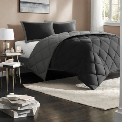 Ensemble de literie réversible pour très grand lit, polyester confort, courtepointe à losanges moderne
