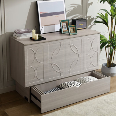 Lit gris avec rangement pratique, matelas en mousse souple et fonction de rangement pour grand lit, prise pliante