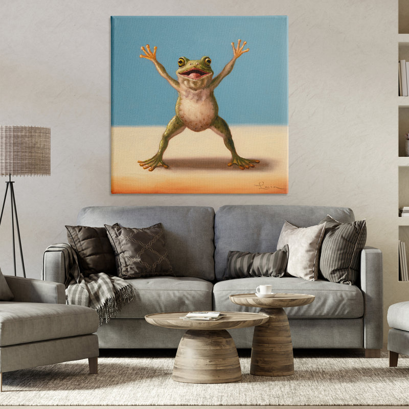 Motif de grenouille, toile par Lucia Heffernan, H 36 po x l 36 po