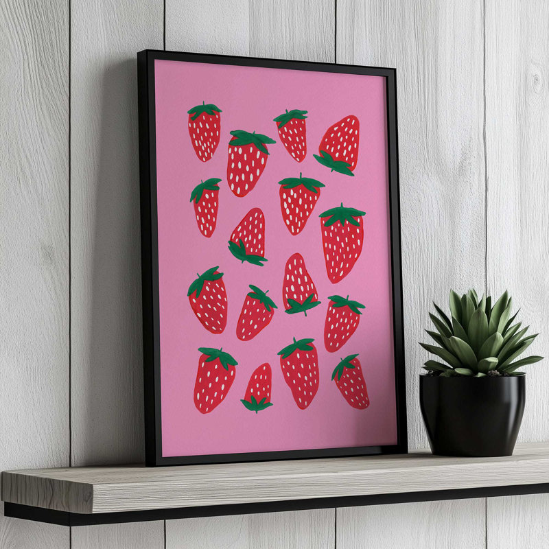 «Organic Summer Strawberries» par Garima Dhawan, reproduction d'art sur toile, H 16 po x l 12 po, Doré