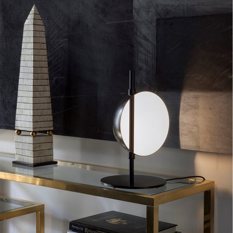 Superluna LED Desk Table Lamp, Anodic Brass, Black