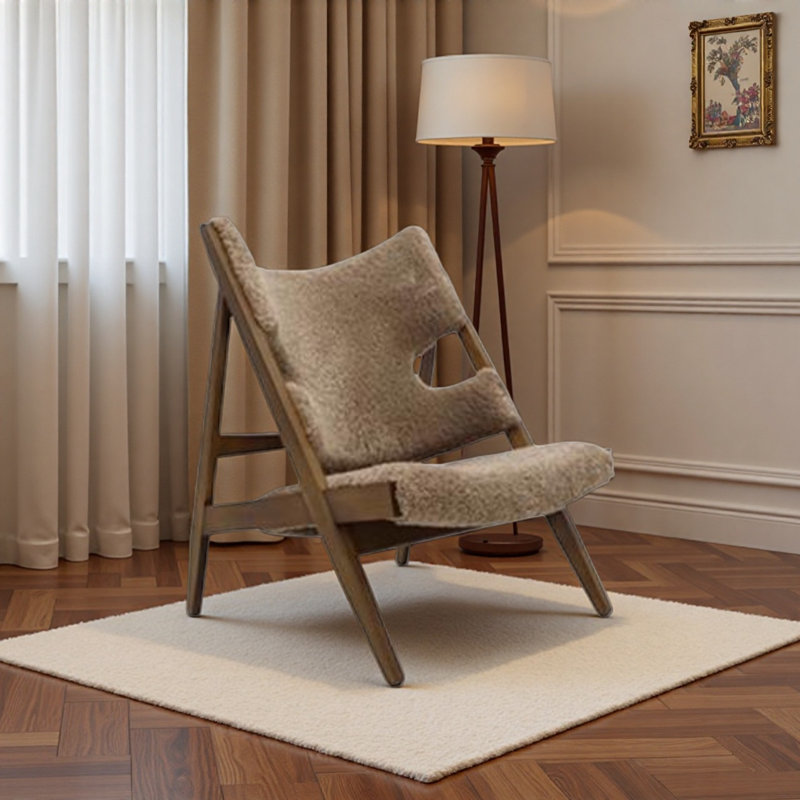Creamy Lamb Fleece Single Leisure Chair., Brown, Coffee