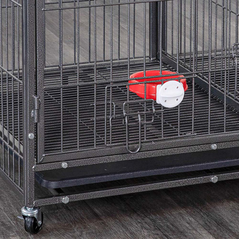 Gray Heavy Duty Stackable Rolling Pet Crate with Divider