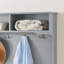 Portemanteau moderne moderne avec banc à chaussures et crochets à vêtements pour le rangement suspendu, banc d'entrée avec tablettes ouvertes et armoires à chaussures GRIS-2059816431